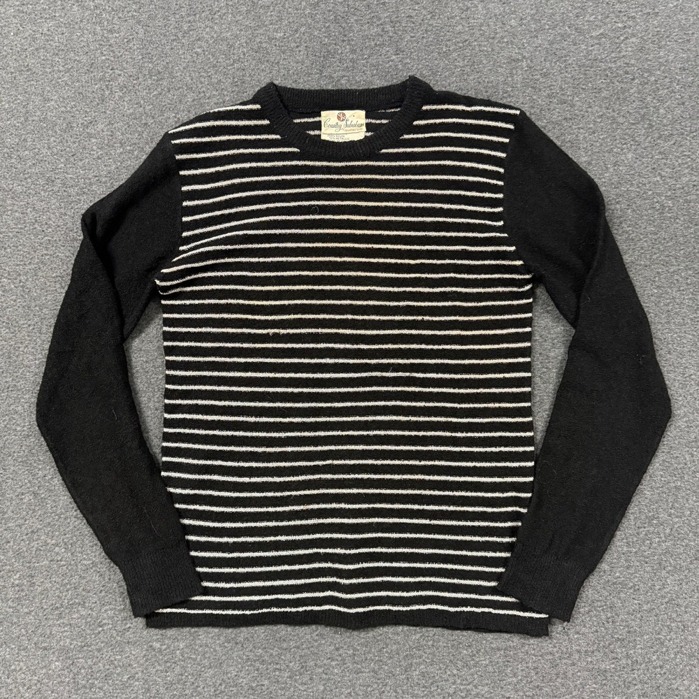 Vintage Country Suburbans Striped Sweater Women Large Black Good Metallic Knit